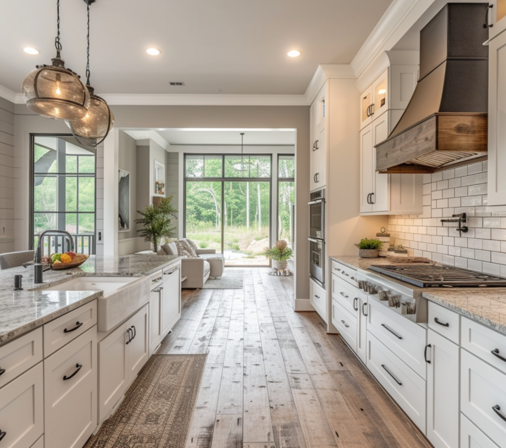  Modern kitchen design featuring white shaker cabinets, a mix of brass and nickel hardware, a stainless steel range, and white quartz countertops