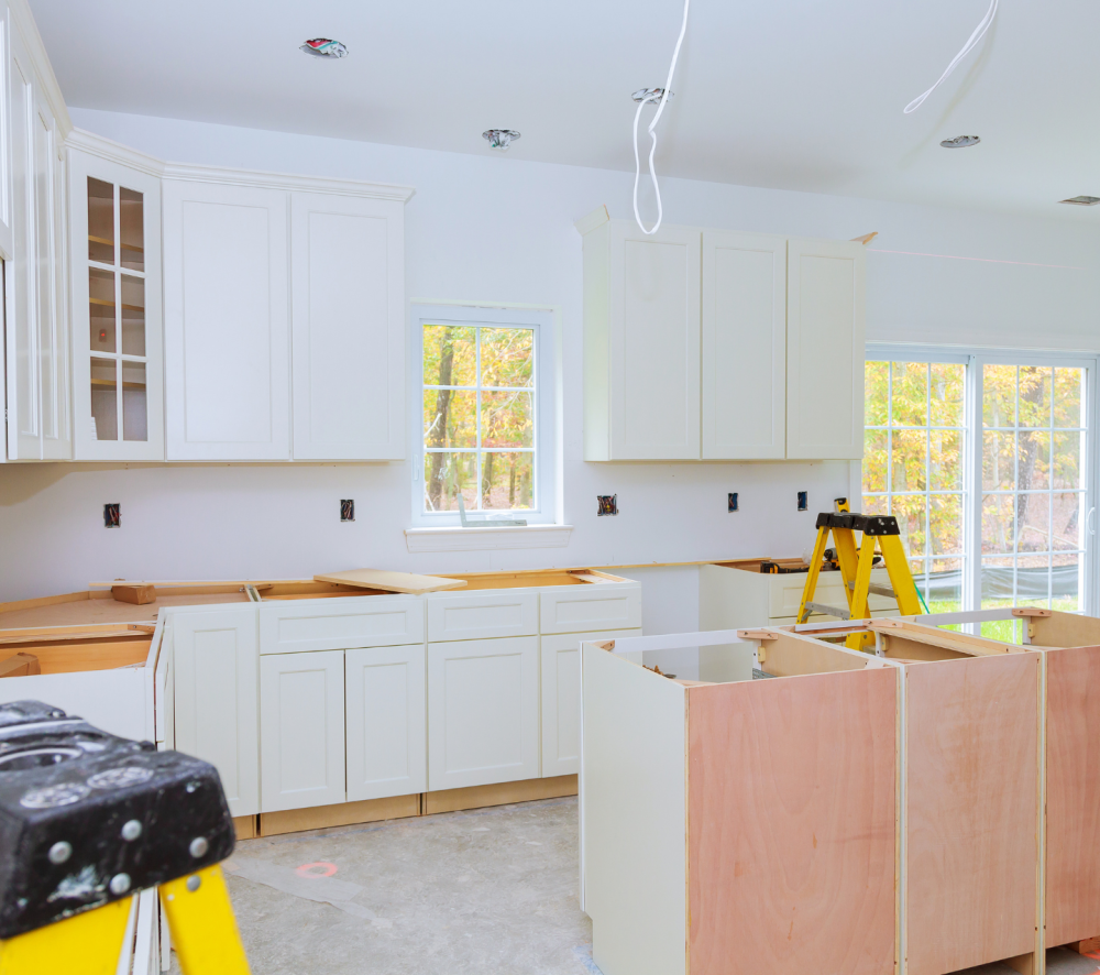 Inspecting Kitchen Cabinets During Installation